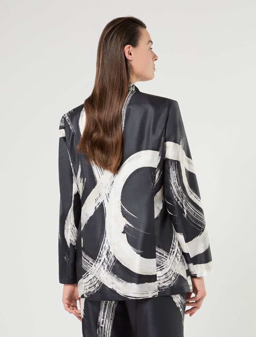 Pure silk twill jacket - BLACK WHITE - Marina Rinaldi - 4
