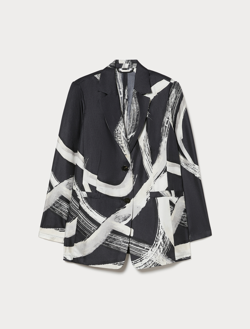 Pure silk twill jacket - BLACK WHITE - Marina Rinaldi
