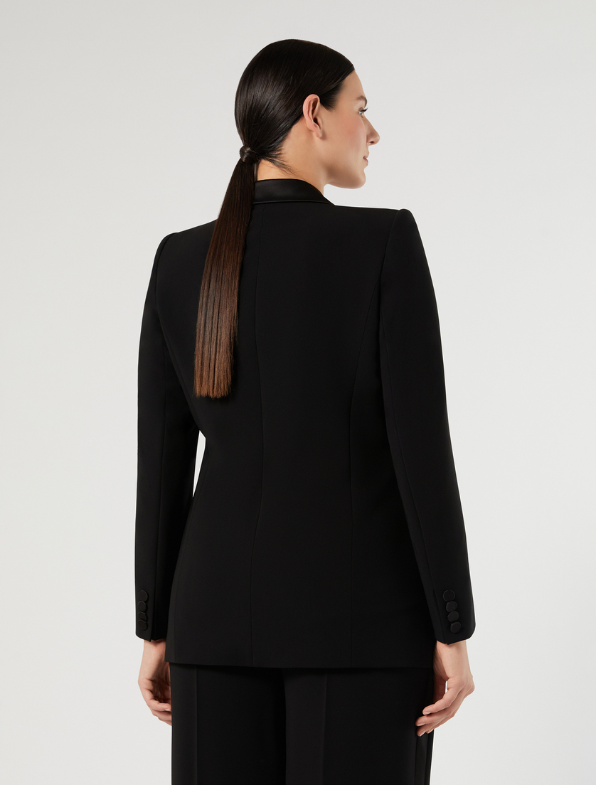 Satin-detail cady blazer jacket - BLACK - Marina Rinaldi - 4