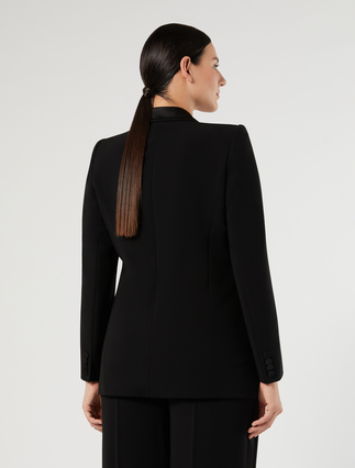Satin-detail cady blazer jacket - BLACK - Marina Rinaldi - 4