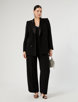 Satin-detail cady blazer jacket - BLACK - Marina Rinaldi - 2