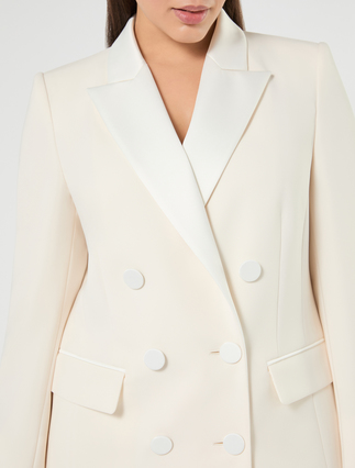 Satin-detail cady blazer jacket - IVORY - Marina Rinaldi - 5