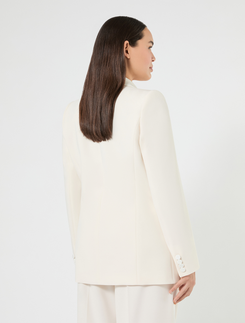 Satin-detail cady blazer jacket - IVORY - Marina Rinaldi - 4