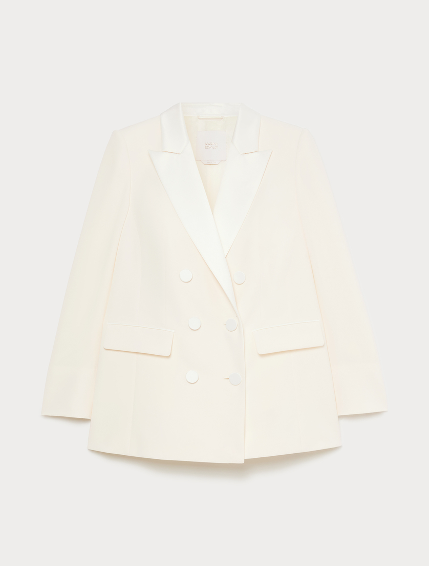 Satin-detail cady blazer jacket - IVORY - Marina Rinaldi