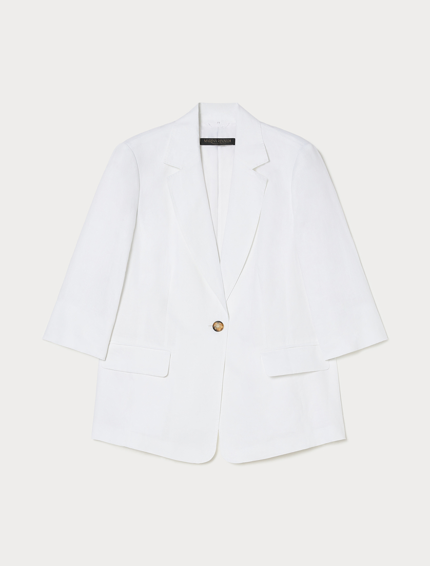 Linen canvas blazer jacket - OPTICAL WHITE - Marina Rinaldi
