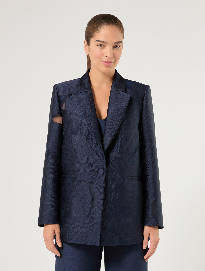 Fil coupé blazer jacket - NAVY - Marina Rinaldi - 3