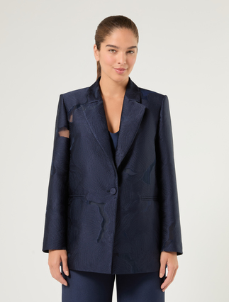 Fil coupé blazer jacket - NAVY - Marina Rinaldi - 3