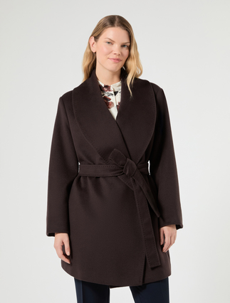 Wool broadcloth coat - BROWN