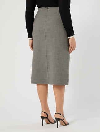Stretch double wool skirt - WHITE BLACK - Marina Rinaldi - 4