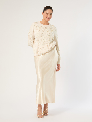 Envers satin skirt - PEARLY WHITE - Marina Rinaldi - 2
