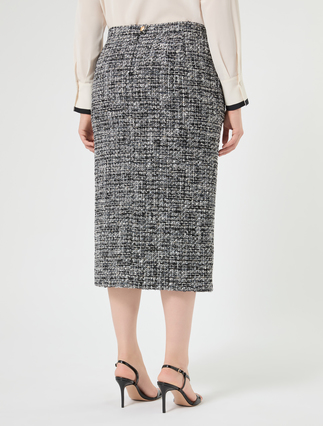 Bouclé fabric skirt - BLACK WHITE - Marina Rinaldi - 4