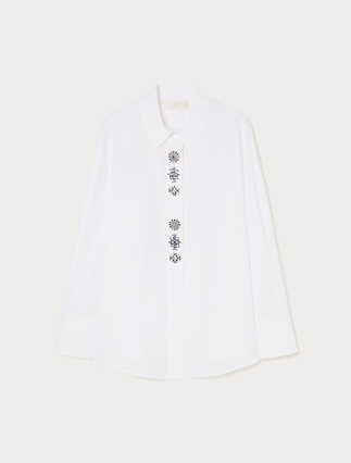 Embroidered poplin shirt - Marina Rinaldi