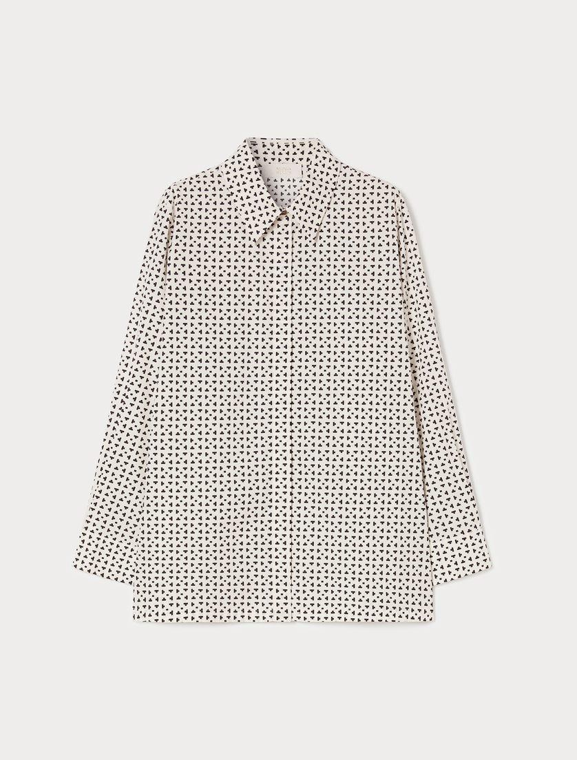 Printed poplin shirt - WHITE BLACK - Marina Rinaldi