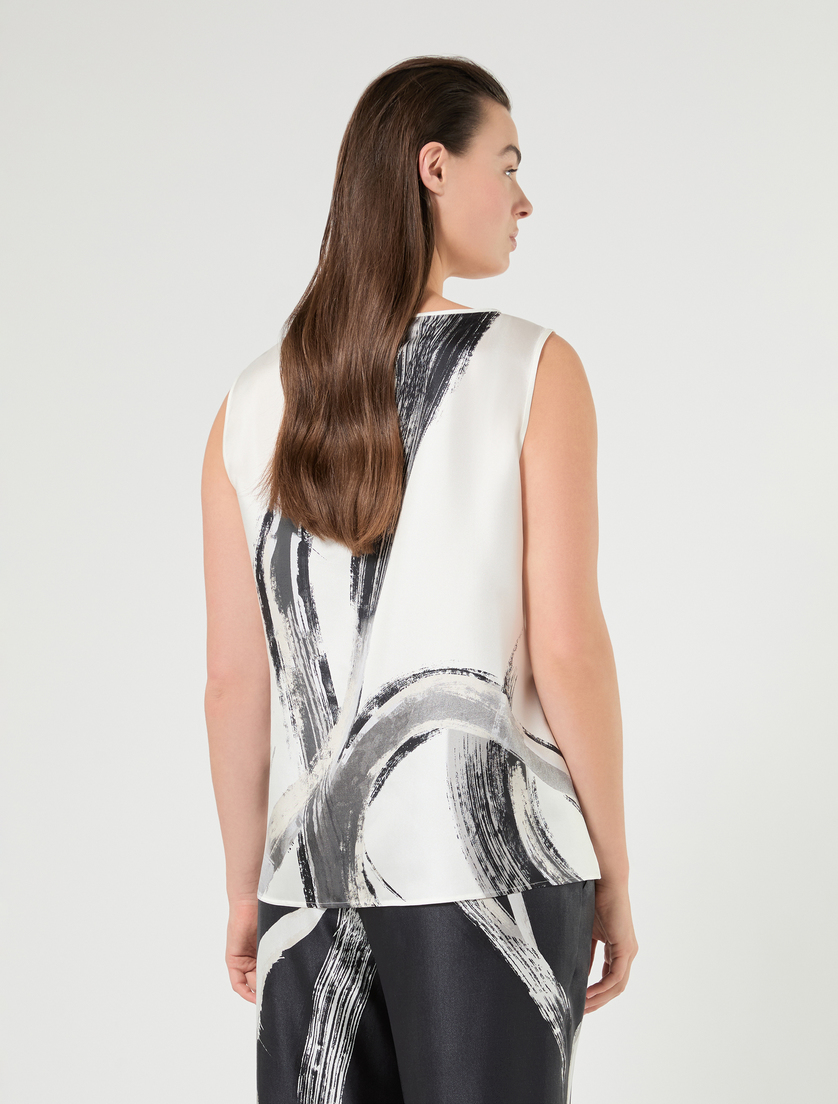Silk twill top - WHITE BLACK - Marina Rinaldi - 4