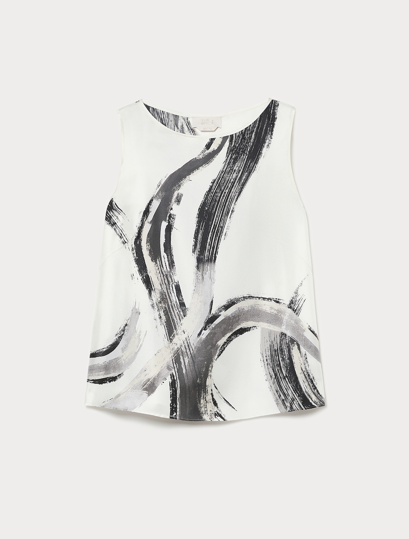Silk twill top - WHITE BLACK - Marina Rinaldi
