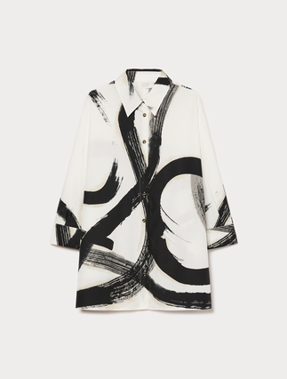 Chemise en popeline de coton - BLANC NOIR - Marina Rinaldi - 1