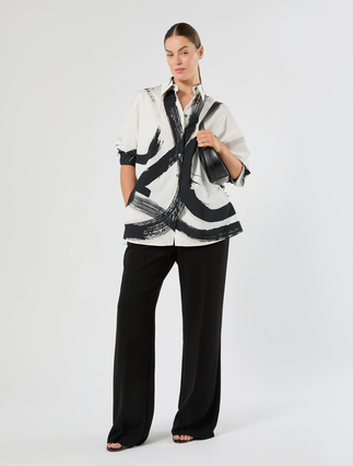 Chemise en popeline de coton - BLANC NOIR - Marina Rinaldi - 2