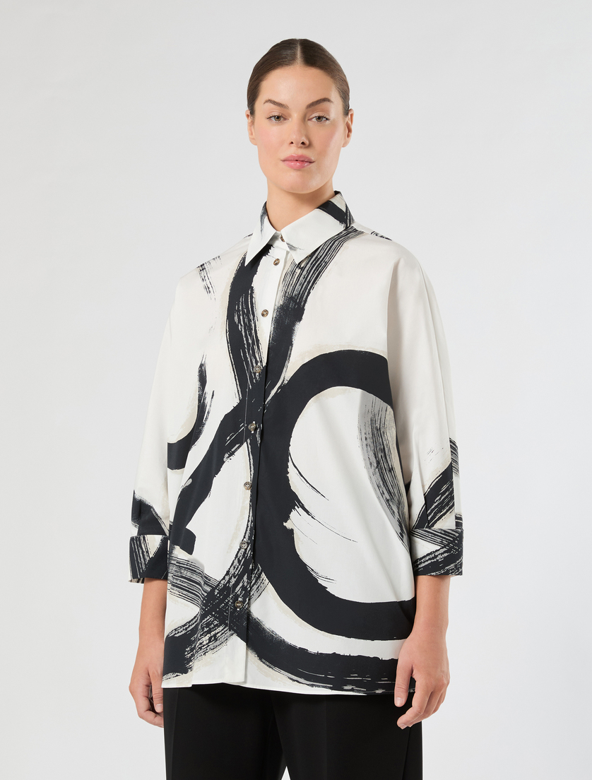 Chemise en popeline de coton - BLANC NOIR - Marina Rinaldi - 3