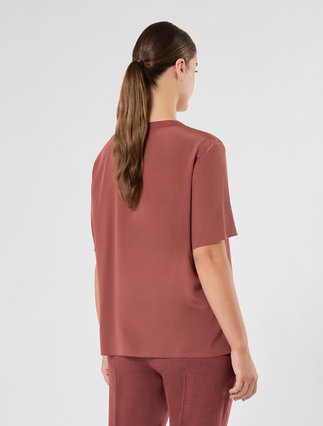 Silk crêpe de Chine blouse - BRICK RED - Marina Rinaldi - 4