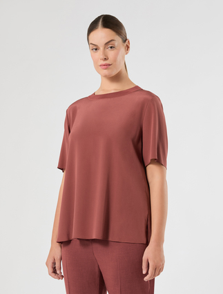 Silk crêpe de Chine blouse - BRICK RED - Marina Rinaldi - 3