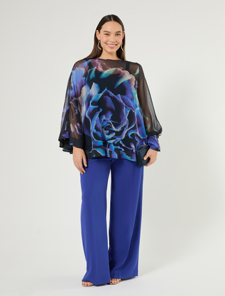 Wide-fit cady trousers - CORNFLOWER BLUE - Marina Rinaldi - 2
