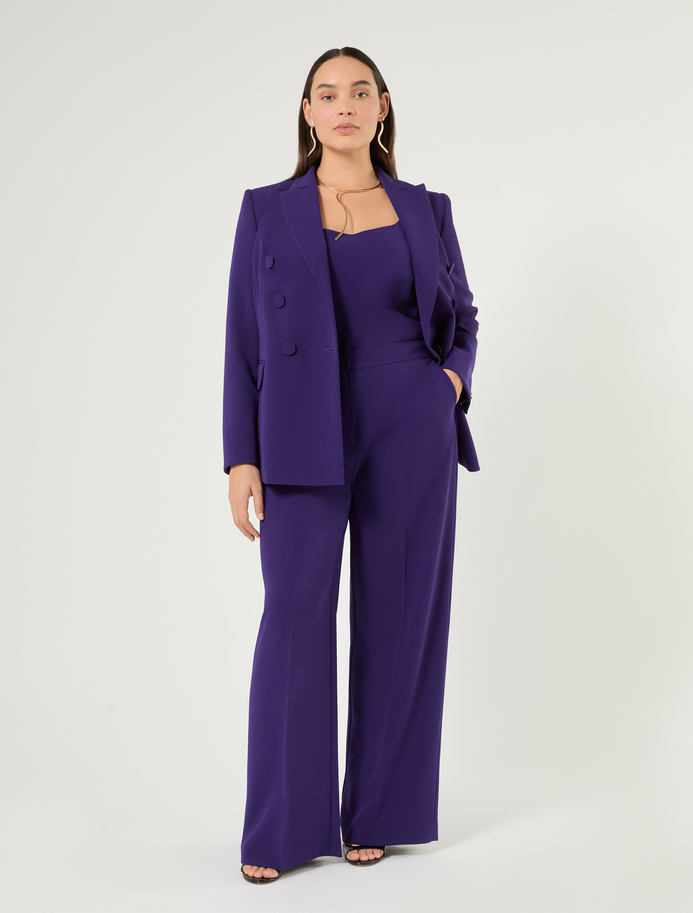 Wide-fit cady trousers