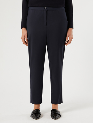 Slim-fit cotton canvas trousers - MIDNIGHTBLUE - Marina Rinaldi - 3