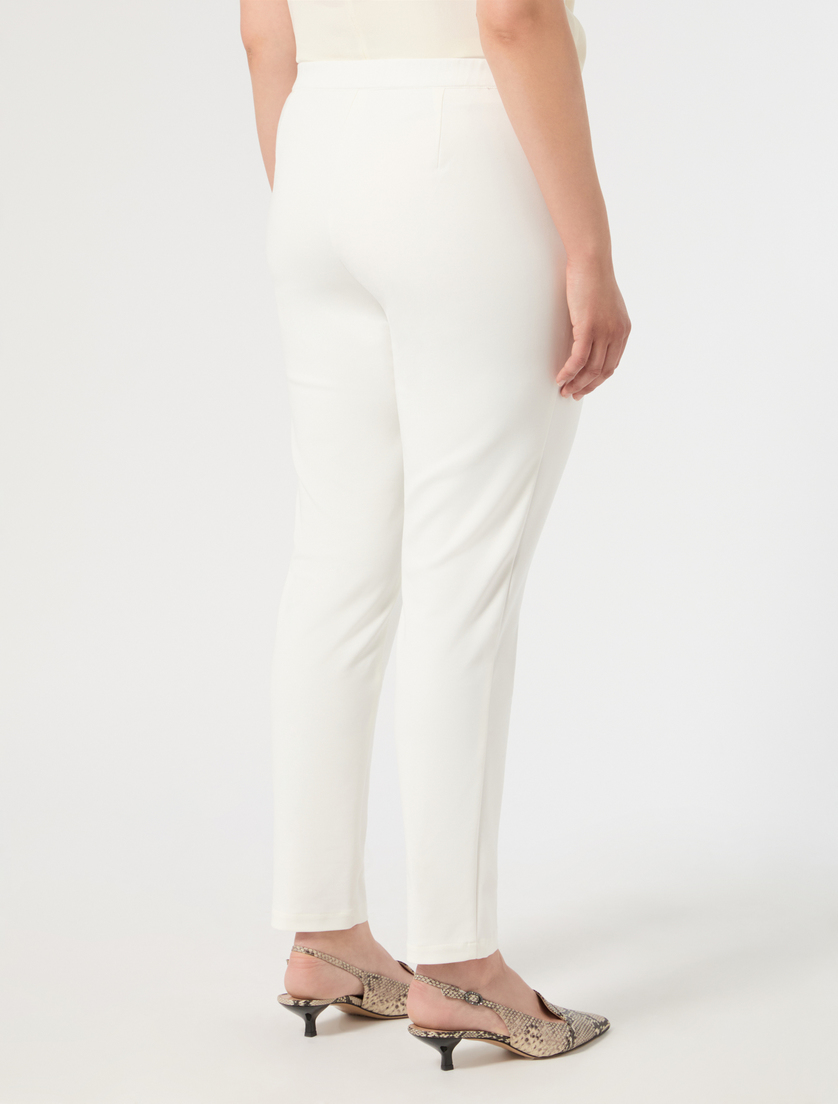 Slim-fit cotton canvas trousers - WHITE - Marina Rinaldi - 4