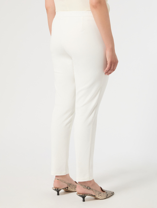 Slim-fit cotton canvas trousers - WHITE - Marina Rinaldi - 4