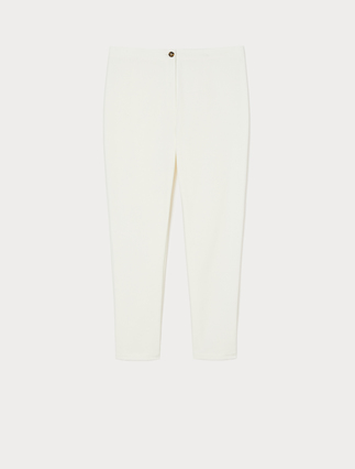 Slim-fit cotton canvas trousers - WHITE - Marina Rinaldi - 1