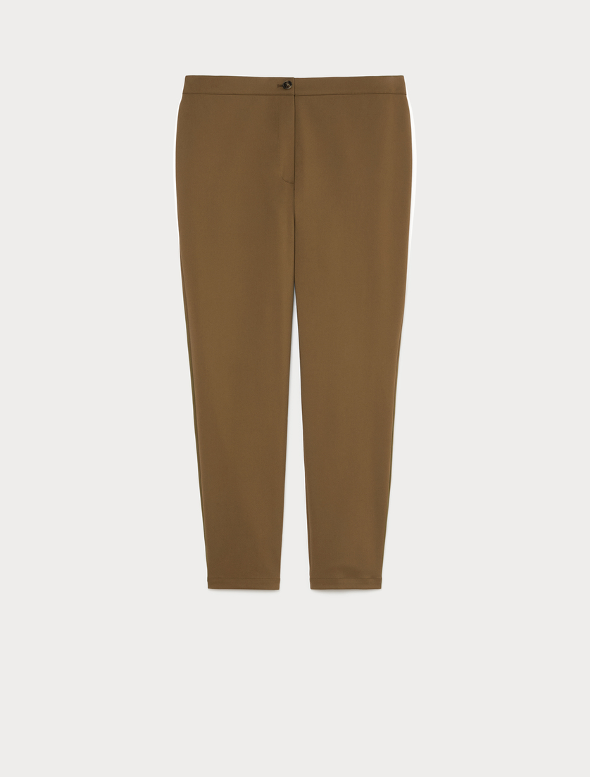 Slim-fit cotton canvas trousers - KAKI - Marina Rinaldi