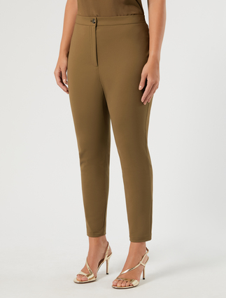 Slim-fit cotton canvas trousers - KAKI - Marina Rinaldi - 3