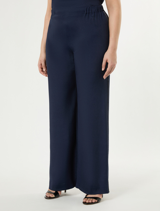 Wide-fit cady trousers - NAVY