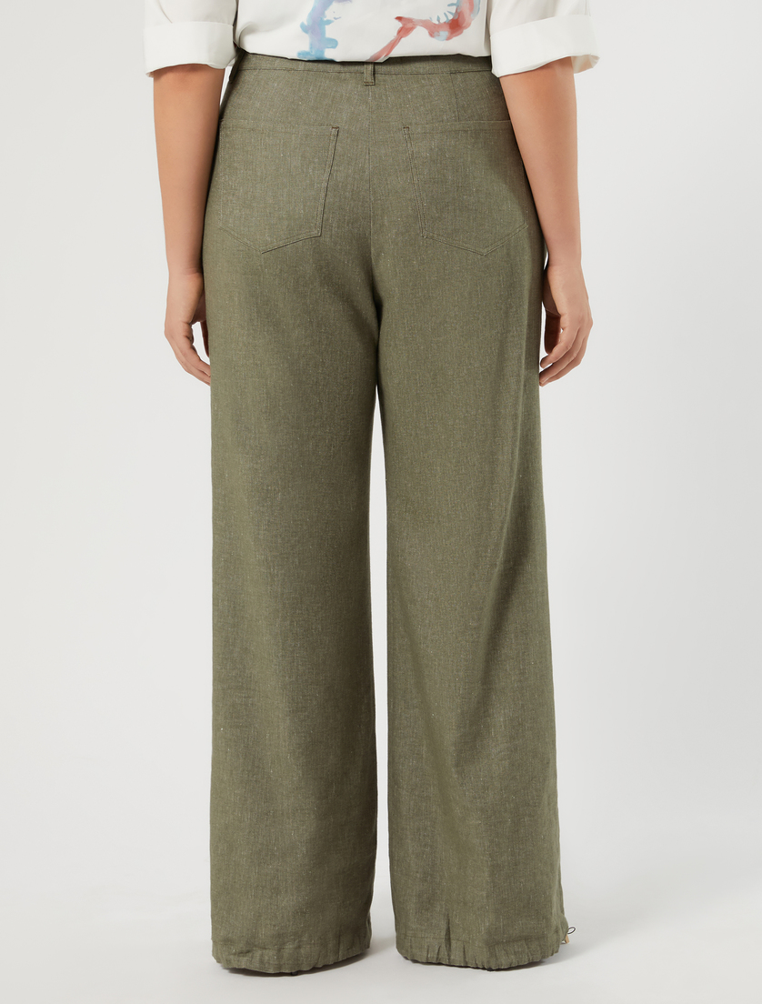 Linen and cotton trousers - KAKI - Marina Rinaldi - 5