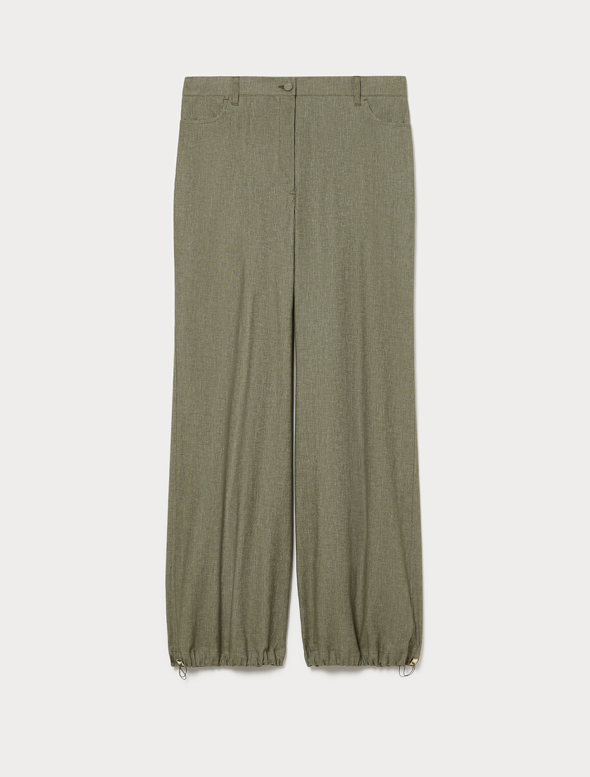 Linen and cotton trousers - KAKI - Marina Rinaldi