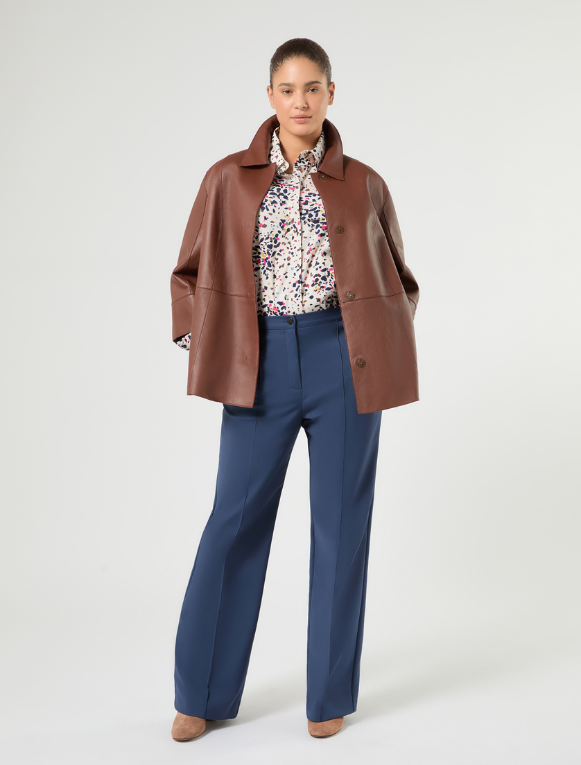 Pantaloni in tela di misto cotone - BLU - Marina Rinaldi - 2
