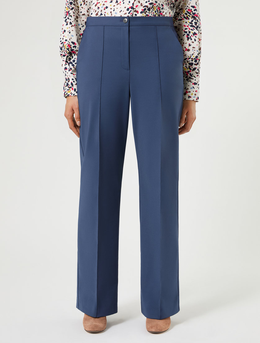 Pantaloni in tela di misto cotone - BLU - Marina Rinaldi - 3