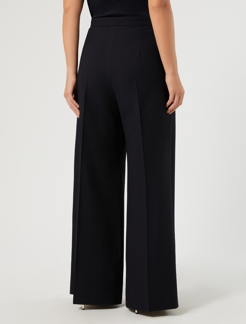 Seersucker palazzo trousers - MIDNIGHTBLUE - Marina Rinaldi - 4