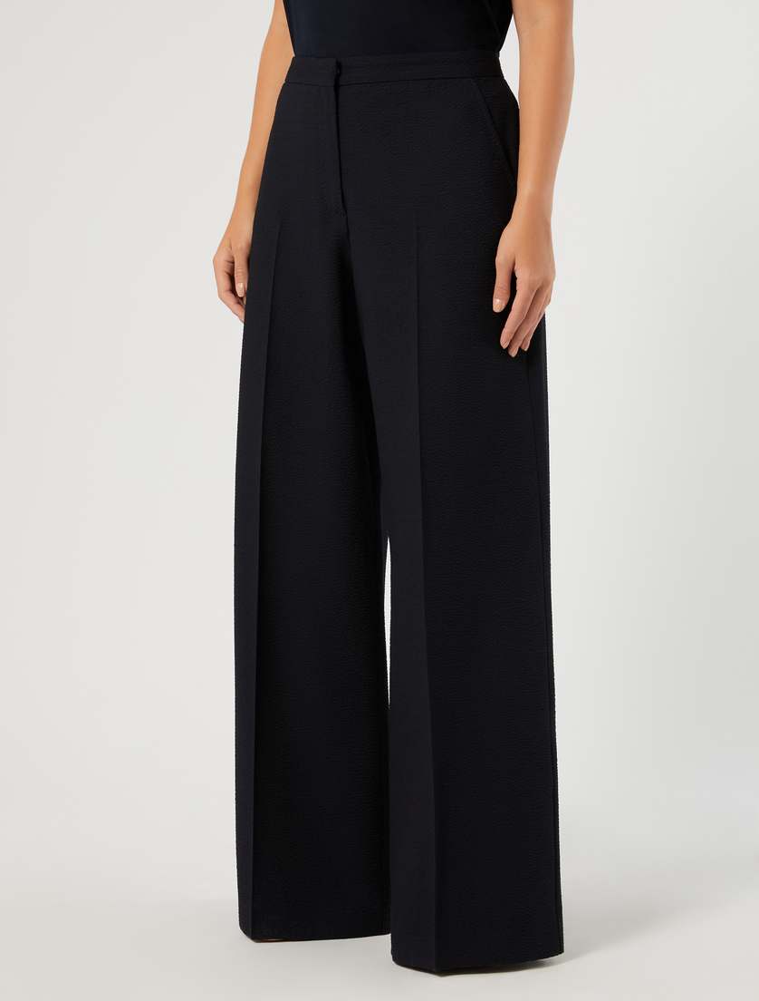 Seersucker palazzo trousers - MIDNIGHTBLUE - Marina Rinaldi - 3