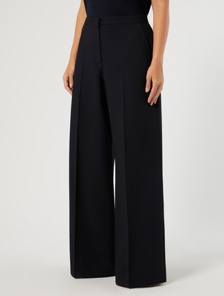 Seersucker palazzo trousers - MIDNIGHTBLUE