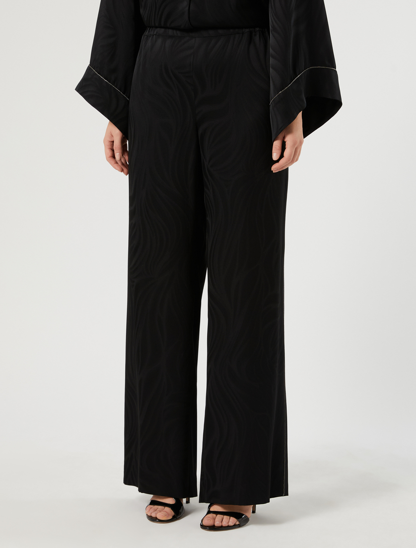 Pantaloni in satin jacquard - NERO - Marina Rinaldi - 3