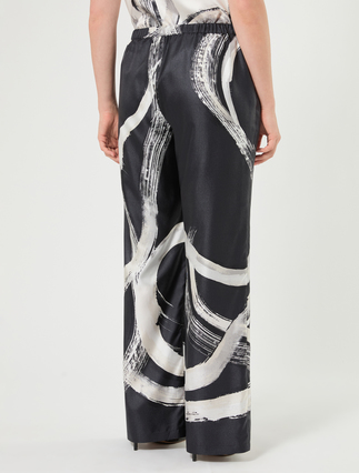 Pure silk twill trousers - BLACK WHITE - Marina Rinaldi - 4