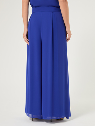 Pantalon en crêpe de georgette - BLEUET - Marina Rinaldi - 4