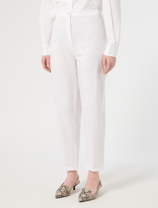 Cotton poplin trousers - OPTICAL WHITE