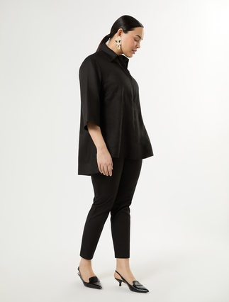 Pantalon en popeline de coton - NOIR - Marina Rinaldi - 2