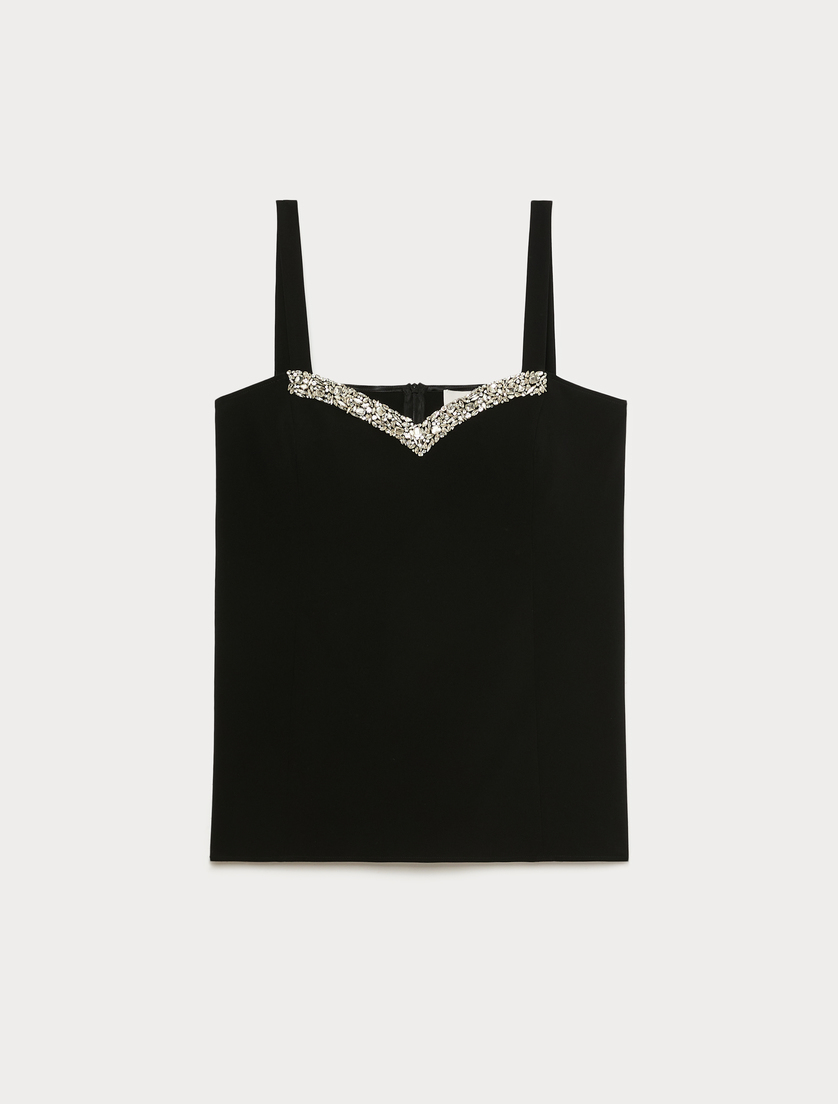 Top in cady con ricamo - NERO - Marina Rinaldi
