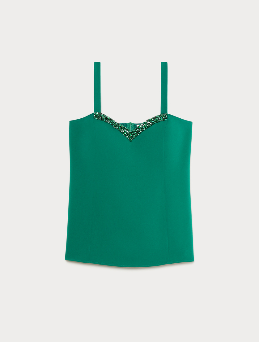 Embroidered cady top - EMERALD - Marina Rinaldi