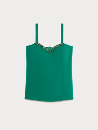 Embroidered cady top - EMERALD - Marina Rinaldi - 1