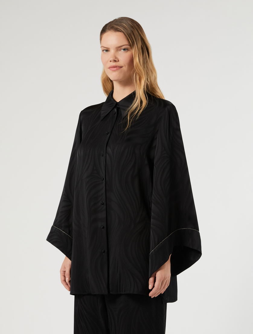 Blusa in satin jacquard - NERO - Marina Rinaldi - 3
