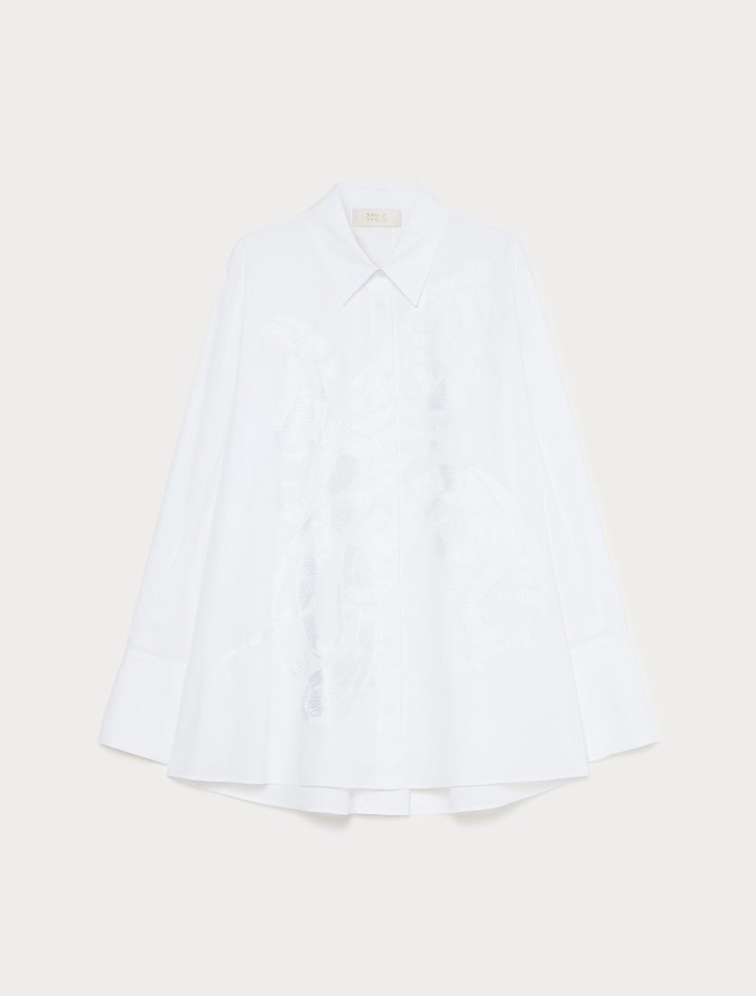 Embroidered poplin tunic - OPTICAL WHITE - Marina Rinaldi